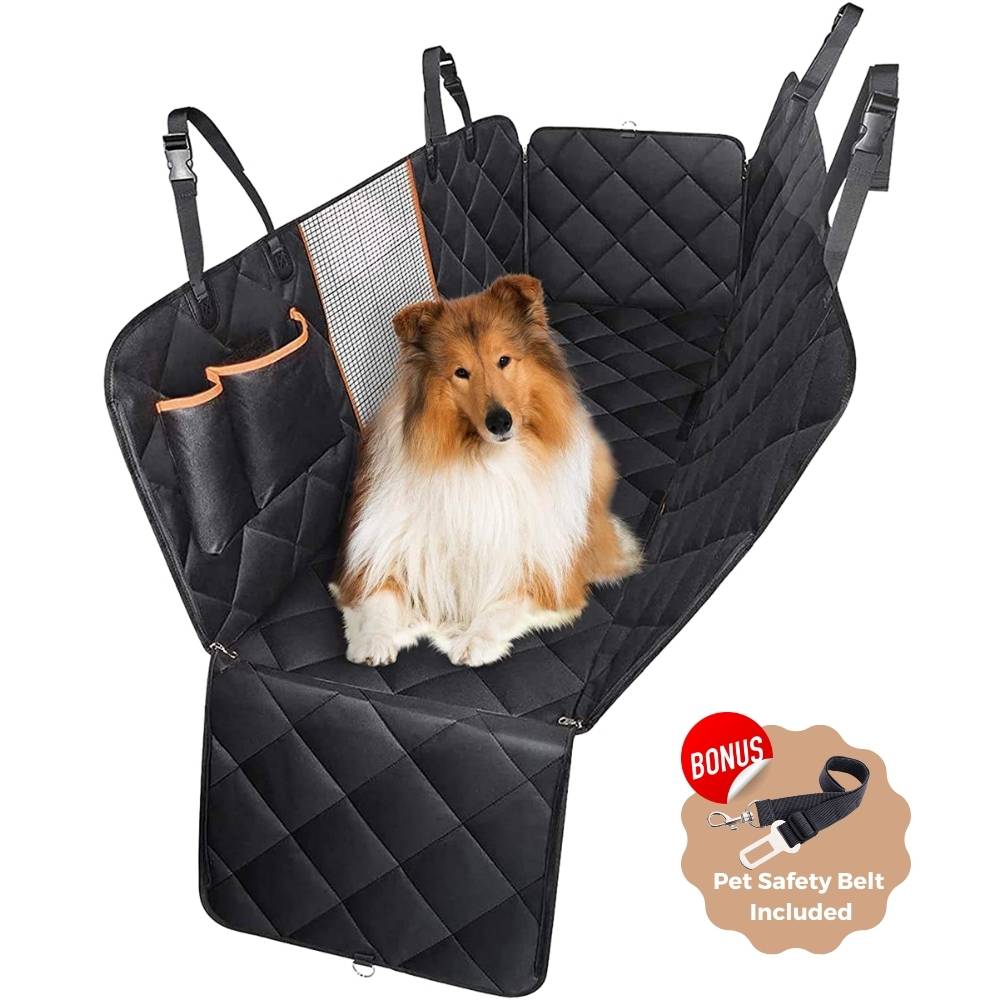 Kotilux 5-in-1 automobilio sėdynių užtiesalas su šonais, papildomu saugos diržu ir laikymo krepšiu, juodas, 137x147cm