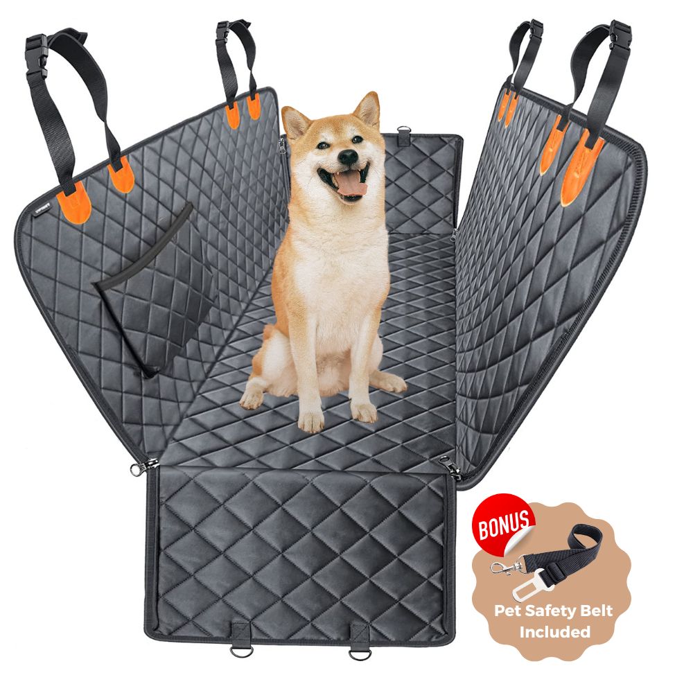 Kotilux 5-in-1 automobilio sėdynių užtiesalas su šonais, papildomu saugos diržu ir laikymo krepšiu, juodas, 137x147cm