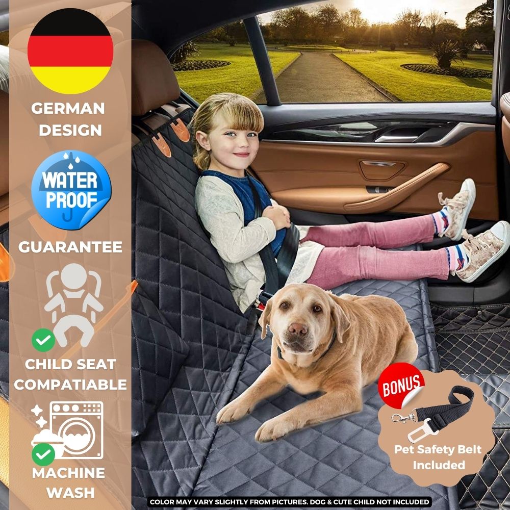 Kotilux 5-in-1 automobilio sėdynių užtiesalas su šonais, papildomu saugos diržu ir laikymo krepšiu, juodas, 137x147cm