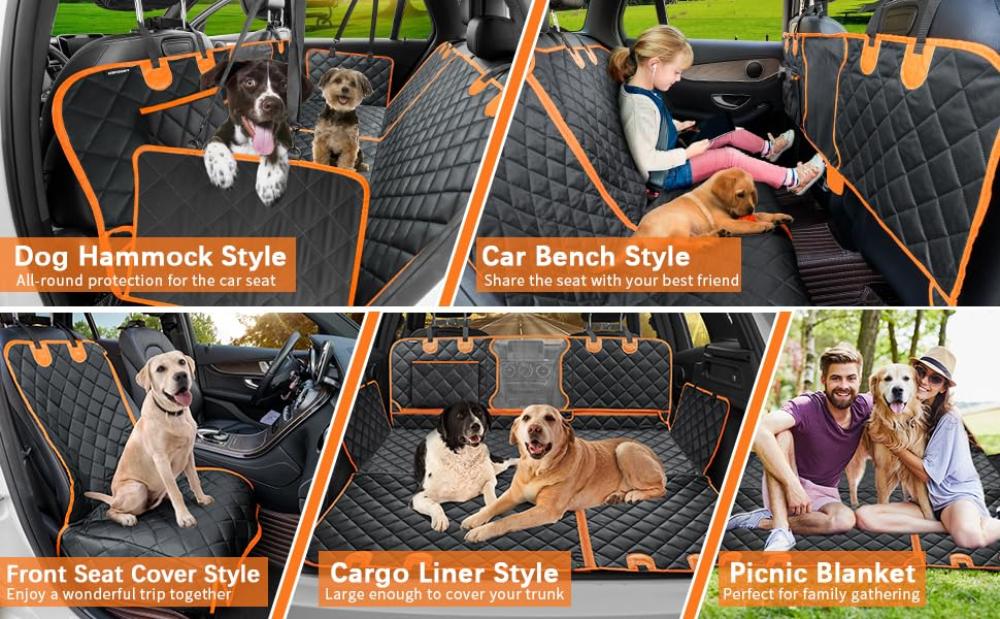 Kotilux 5-in-1 automobilio sėdynių užtiesalas su šonais, papildomu saugos diržu ir laikymo krepšiu, juodas, 137x147cm