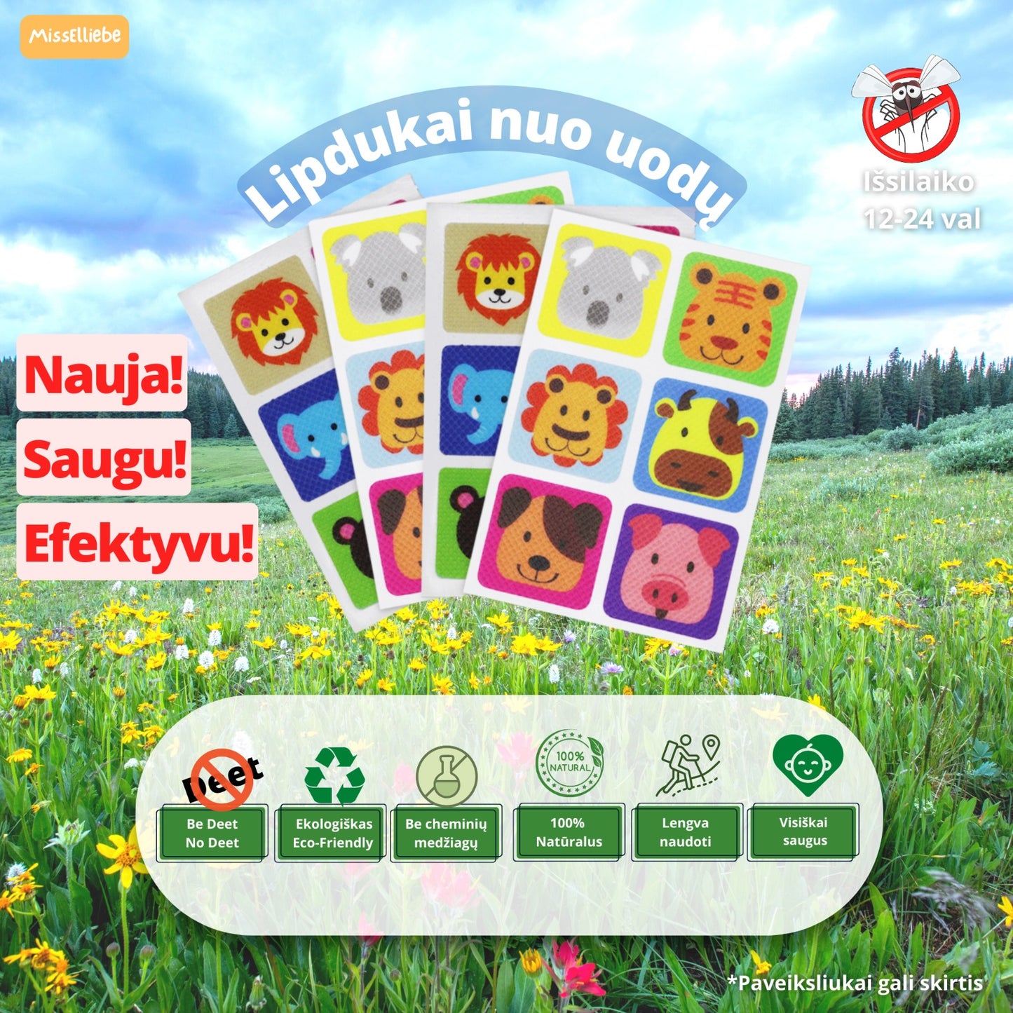 Natūralūs lipdukai nuo uodų 24vnt - 144vnt