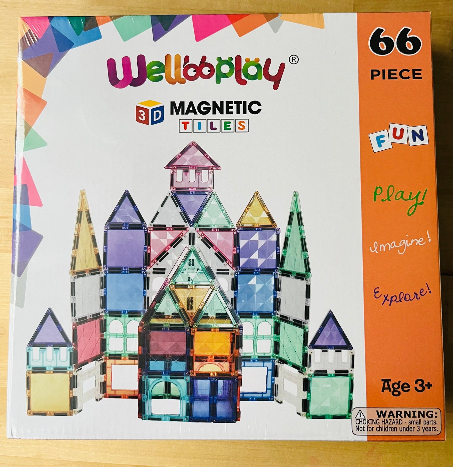 3D Magnetic Building Blocks New Shinny Design 66 Piece Set +Gift!