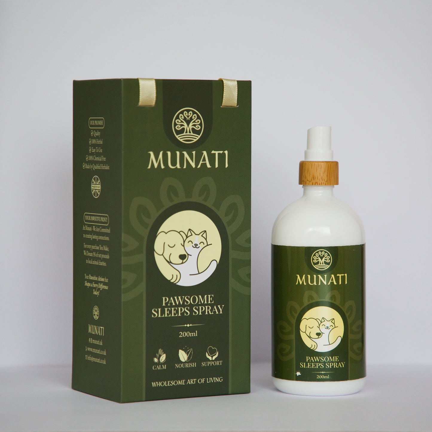 Atpalaiduojantis aromaterapinis purškalas naminiams gyvūnams „Pawesome Sleeps“ Munati, 200 ml
