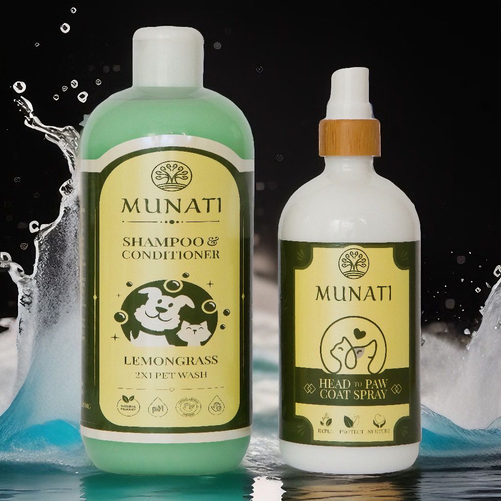 Shampoo and Conditioner 2-in-1 & Protective Coat Spray Bundle, Munati