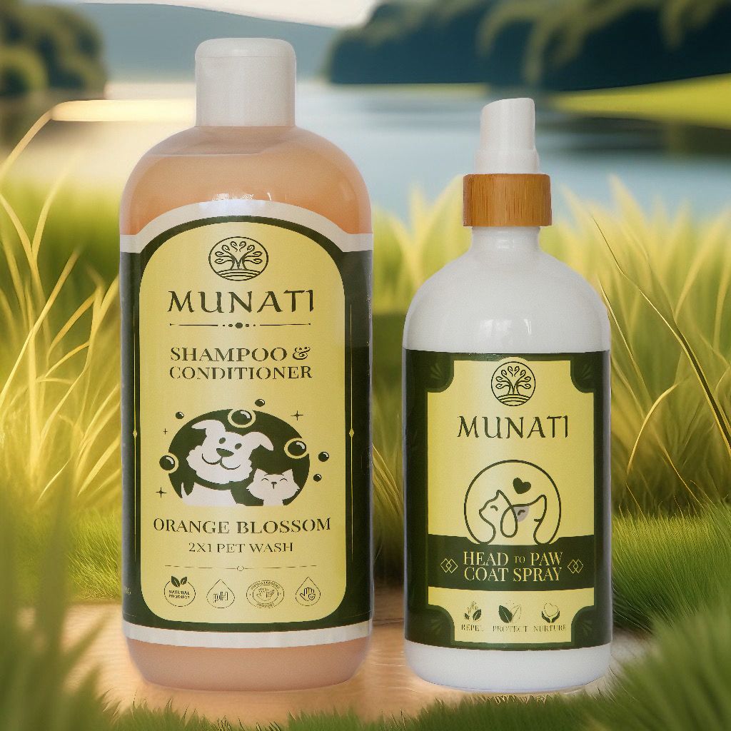 Shampoo and Conditioner 2-in-1 & Protective Coat Spray Bundle, Munati