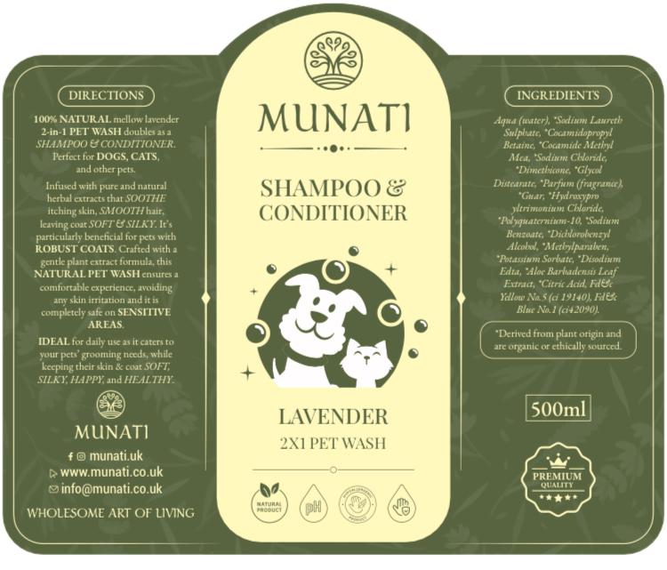 Shampoo and Conditioner 2-in-1 & Protective Coat Spray Bundle, Munati