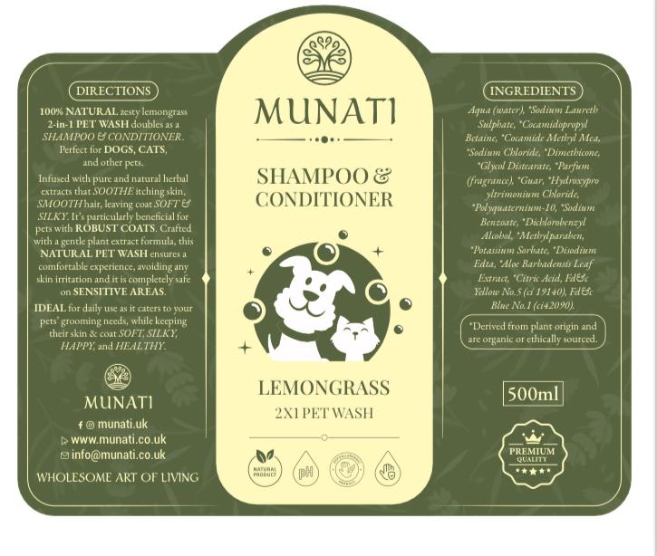 Shampoo and Conditioner 2-in-1 & Protective Coat Spray Bundle, Munati