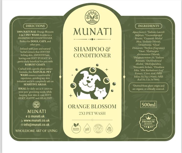 Shampoo and Conditioner 2-in-1 & Protective Coat Spray Bundle, Munati
