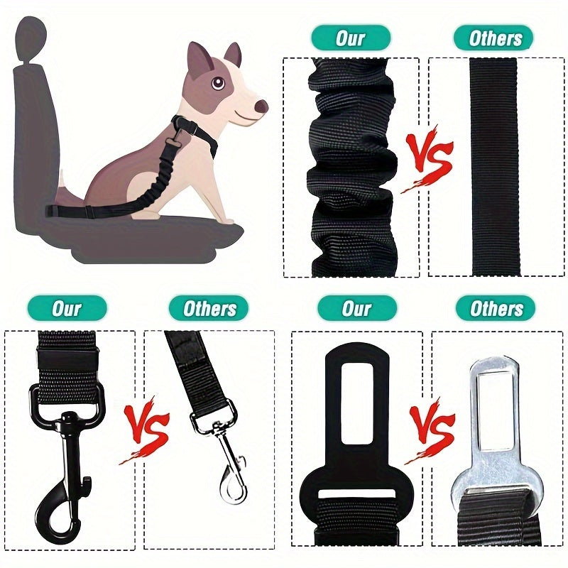 Shock absorbent Retractable Elastic Car Safety Belt For Dogs, 2 Piece Set