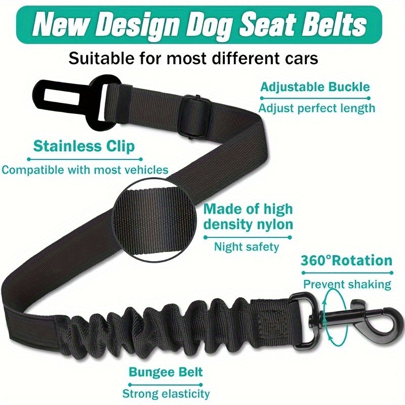 Shock absorbent Retractable Elastic Car Safety Belt For Dogs, 2 Piece Set