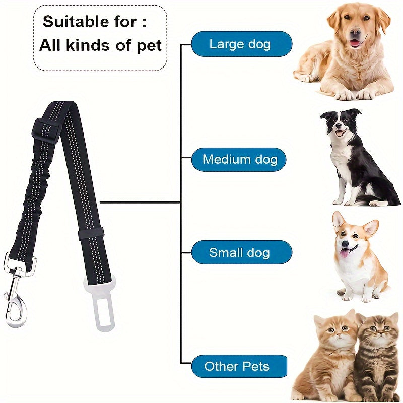 Shock absorbent Retractable Elastic Car Safety Belt For Dogs, 2 Piece Set