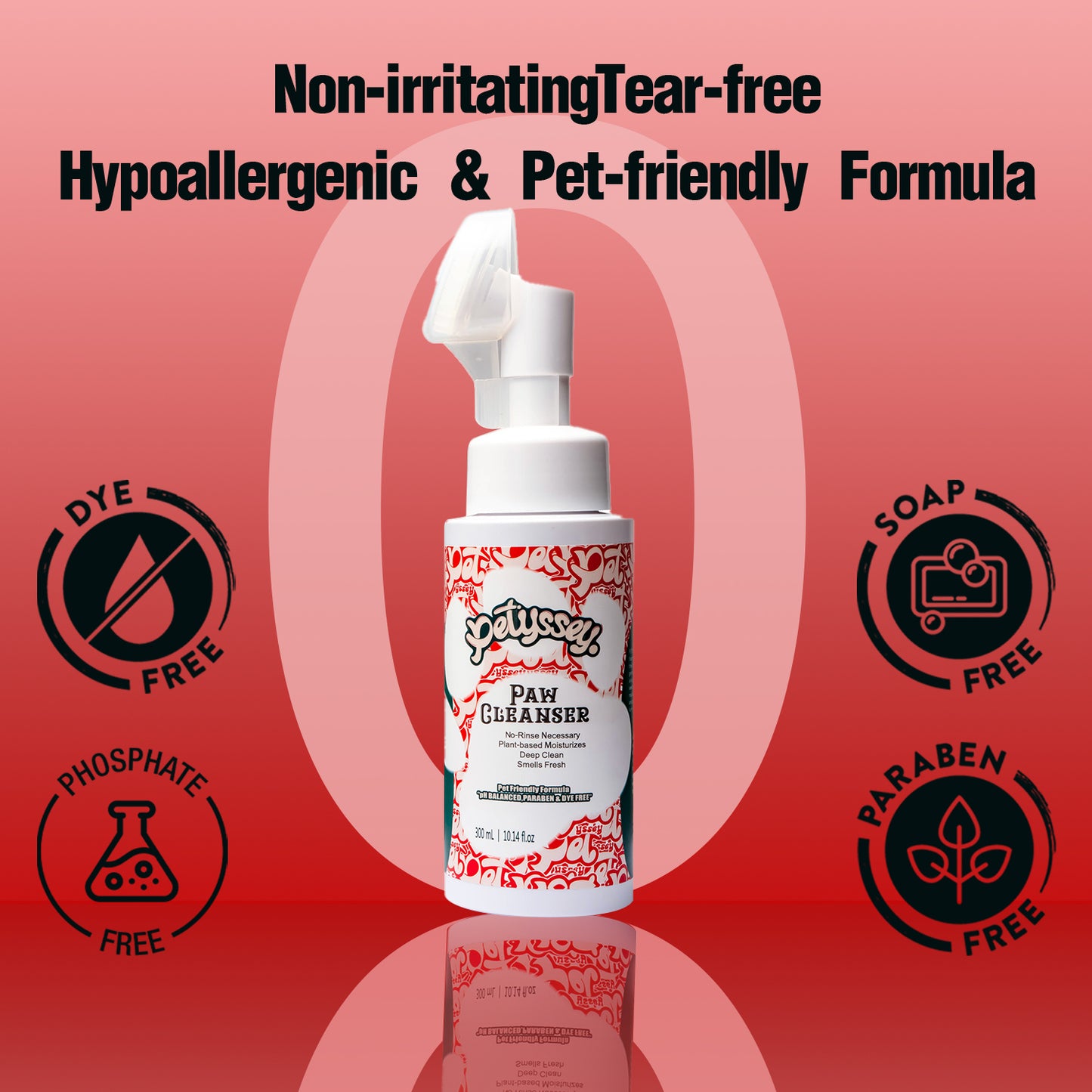 Waterless Paw Cleaner Foam For Pets, No-Rinse, Hypoallergenic 300ml