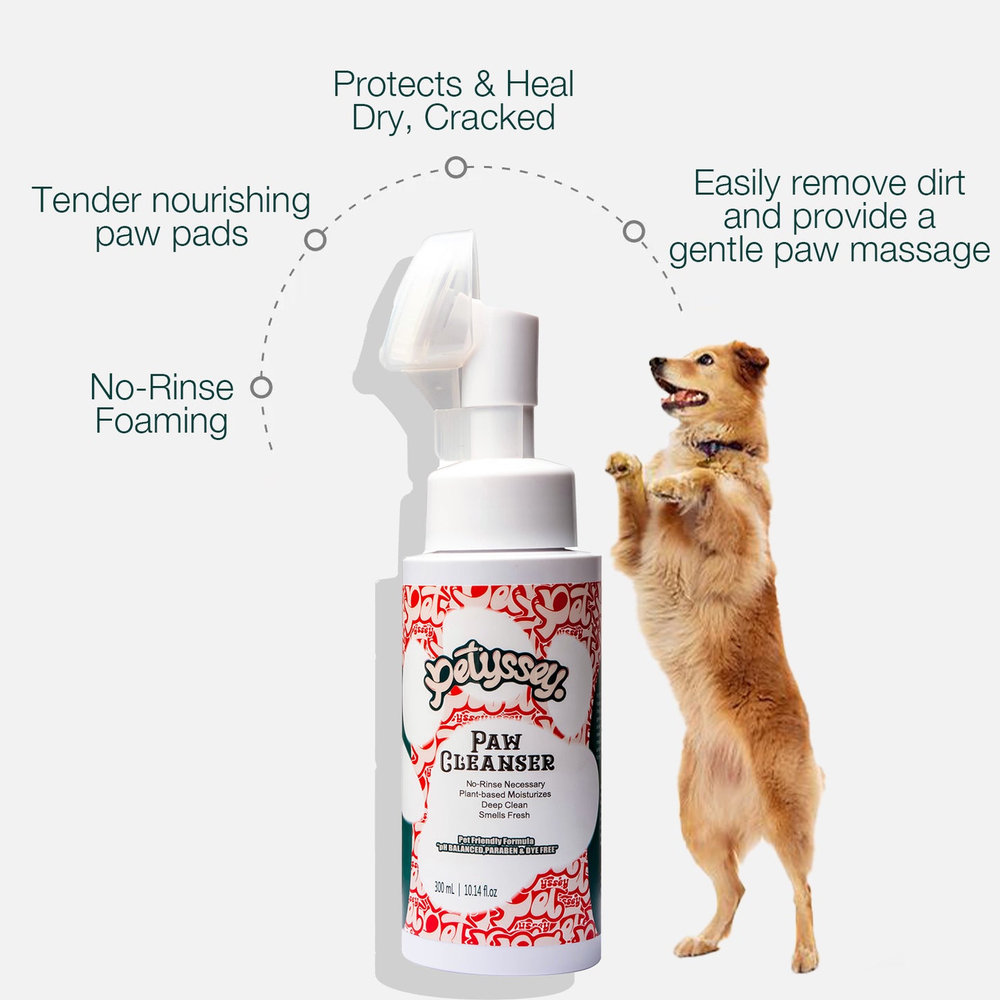 Waterless Paw Cleaner Foam For Pets, No-Rinse, Hypoallergenic 300ml