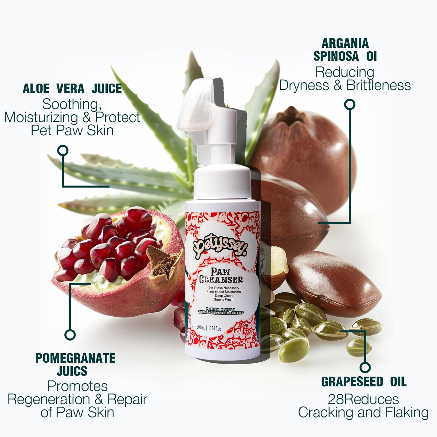 Waterless Paw Cleaner Foam For Pets, No-Rinse, Hypoallergenic 300ml