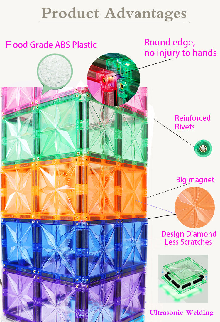 3D Magnetic Building Blocks New Shinny Design 66 Piece Set +Gift!